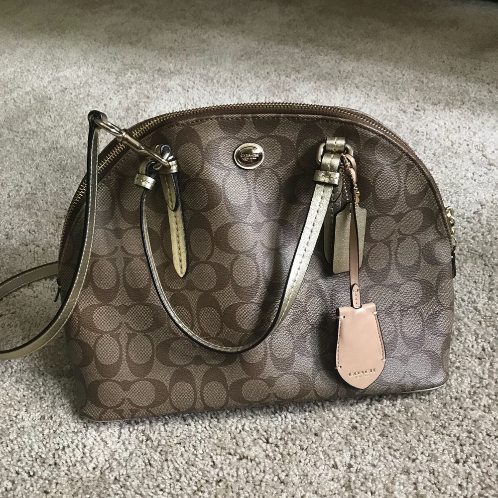 Coach signature leather satchel purse bag
